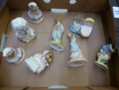 Royal Albert Beatrix Potter figures to include The Old Woman who Lived in a Shoe Knitting x 2,