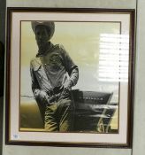 Large Framed Poster Print of Paul Newman, frame size 80 x 73cm