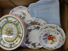 A mixed collection of ceramics to include Wedgwood calendar plates, Wedgwood Peter Rabbit plates etc