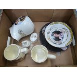 A collection of ceramic Royal commemorative ware items to include mugs, bowl, ashtray, plate etc (