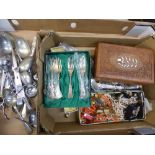 A collection of vintage costume jewellery, jewellery box, together with a collection of loose