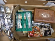 A collection of vintage costume jewellery, jewellery box, together with a collection of loose