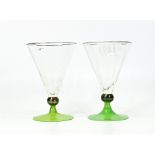 Two 1930's French Art Deco Liquer Glasses
