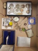 An interesting collection of items to include a Smiths Empire pocket watch, collectable coins,