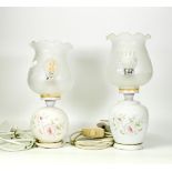Pair of Pottery Table Lamps & glass shades (2)