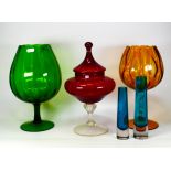 A Collection of mid-century Coloured Glass Vases