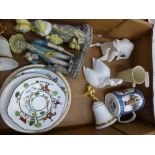 A collection of ceramic items to include decorative wall plates, Coalport hunting scene plate,
