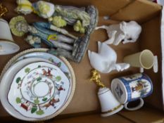 A collection of ceramic items to include decorative wall plates, Coalport hunting scene plate,