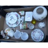A collection of ceramic items to include Mason's ginger jar, Spode cake plates, Wedgwood John Peel