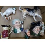 A collection of mixed ceramics to include Royal Doulton Alsation figure, Tony Woods toby jug,