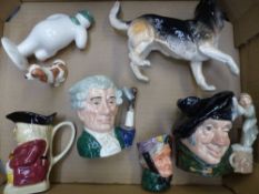 A collection of mixed ceramics to include Royal Doulton Alsation figure, Tony Woods toby jug,