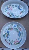 Wedgwood Passion Bird pattern items to include caserole dish, flan dish and 6 salad plates (1 tray).