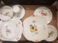 A Quantity of SHelley China items with Mabel Lucie-Attwell designs to include trios, Sandwich plates