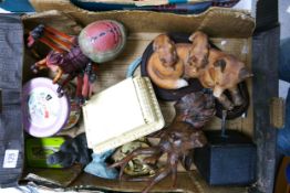 A mixedd collection of items to include Bronzed Items inc. Stag Head, Bird & Buddha, Vintage Tins,