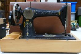 Cased Hand Crank Vintage Singer Sewing Machine