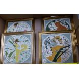 Maw & Co set of 4 framed 'Four Seasons' tiles.