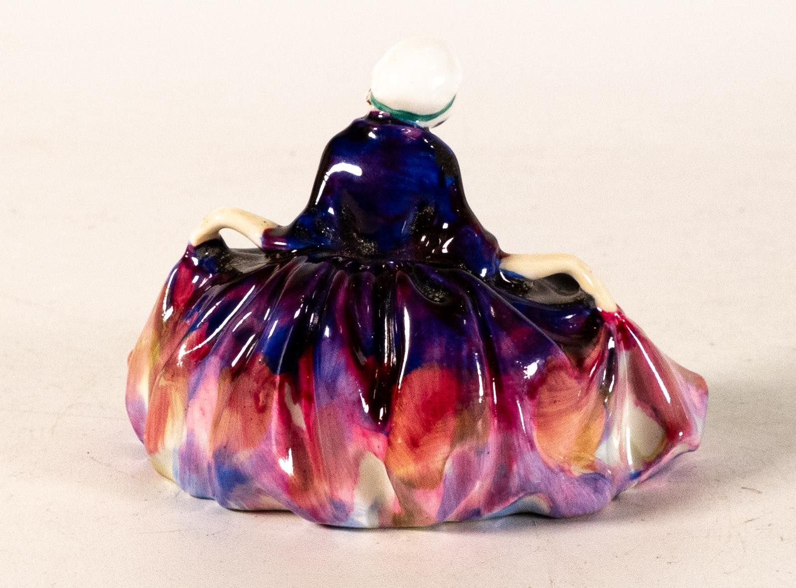 Royal Doulton early miniature figure Polly Peachum HN698 in purple multi colourway, impressed date - Image 2 of 3