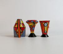 Lorna Bailey decorative small vases, two with Old Ellgreave backstamp, height of tallest 11cm (3)