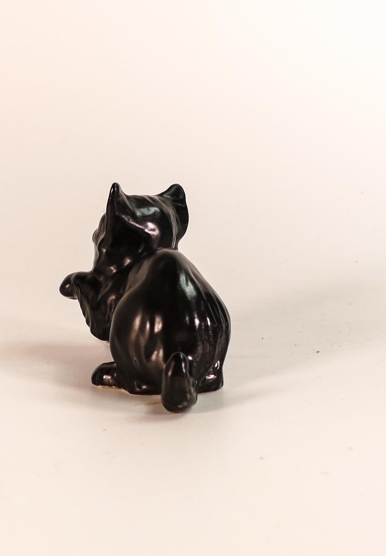 Beswick scarce kitten with paw up in satin matt black colourway. - Image 3 of 4