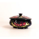 Moorcroft Anemone on blue ground lidded pot, limited edition, diameter 12cm, boxed