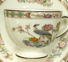 Wedgwood Kutani Crane pattern tea set - including tea pot, gateau plate, sugar & milk jug, cup &