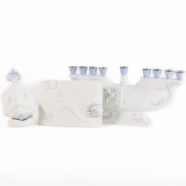Lladro porcelain models to include Menorah 6706, Dreidel 6679 and Charter Member Plaque 7601 (3)