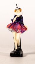 Royal Doulton rare early miniature figure Pierrette in purple & blue colourway, h.9cm.