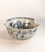 Ming Dynasty (1368–1644) Chinese porcelain blue and white Lotus bowl, painted in blue as a