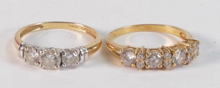 Two 18ct gold hallmarked white stone dress rings. Gross weight 5.92g.
