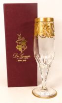 Six De Lamerie Fine Bone China heavily gilded Robert Adam pattern Champagne Flutes, specially made