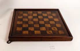 19th century primitive chess board, outer size 36.5cm