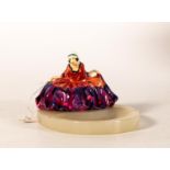 Royal Doulton early miniature figure Polly Peachum in red/purple colourway mounted on alabaster dish