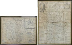 Large 18th century or earlier illustrated map of Stafford / Staffordshire and parts of bordering