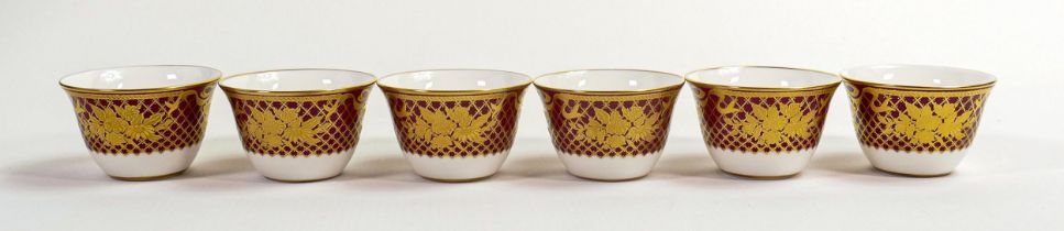 De Lamerie Fine Bone China heavily gilded Trellis & Diamond pattern tea bowls, specially made high