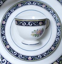 A large collection of Wedgwood Runnymede patterned dinner ware to include 12 x 27cm dinner plates,