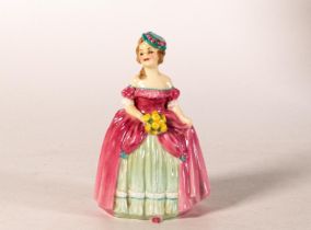 Royal Doulton early miniature figure Dainty May M67, in green/pink colourway, h.11cm.