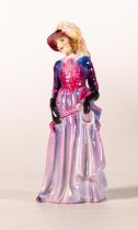 Royal Doulton early miniature figure Maureen M85, in purple/red colourway, h.11cm.