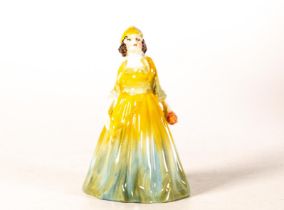 Royal Doulton early miniature figure Rosamund M32, in yellow colourway, h.11cm.