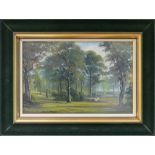 George Willis Pryce (British, 1866-1949), framed oil on canvas of Sutton Park, frame size 32.5cm x