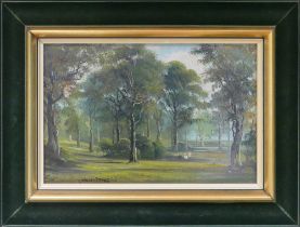 George Willis Pryce (British, 1866-1949), framed oil on canvas of Sutton Park, frame size 32.5cm x