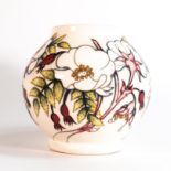 Moorcroft RHS Rosa vase. Numbered edition No 80 and signed by designer Nicola Slaney. Height 15.5cm