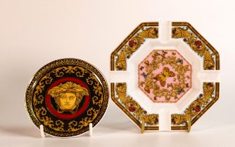 Boxed Rosenthal Versace Medusa pin dish together with Versace Le Jardin ash tray (2)