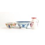 Three items of Oriental porcelain; Qianlong Export Porcelain Sparrow beak jug, Chinese Hors D'