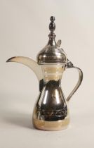 De Lamerie Fine Silverware plated large Arabic Finjan coffee pot with personised decoration,