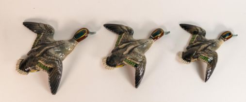 Beswick Teal wall plaques 1530-1, 1530-2 & 1530-3 (3)