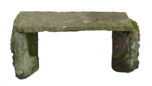 Vintage Sandstone garden bench with repurposed stone uprights. Length 90cm