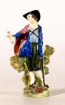 Royal Doulton rare early miniature figure Shepherd M17 in purple, green & blue colourway, h.9cm.