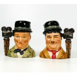 Royal Doulton pair of small jugs Stan Laurel D7008 and Oliver Hardy D7009, limited edition