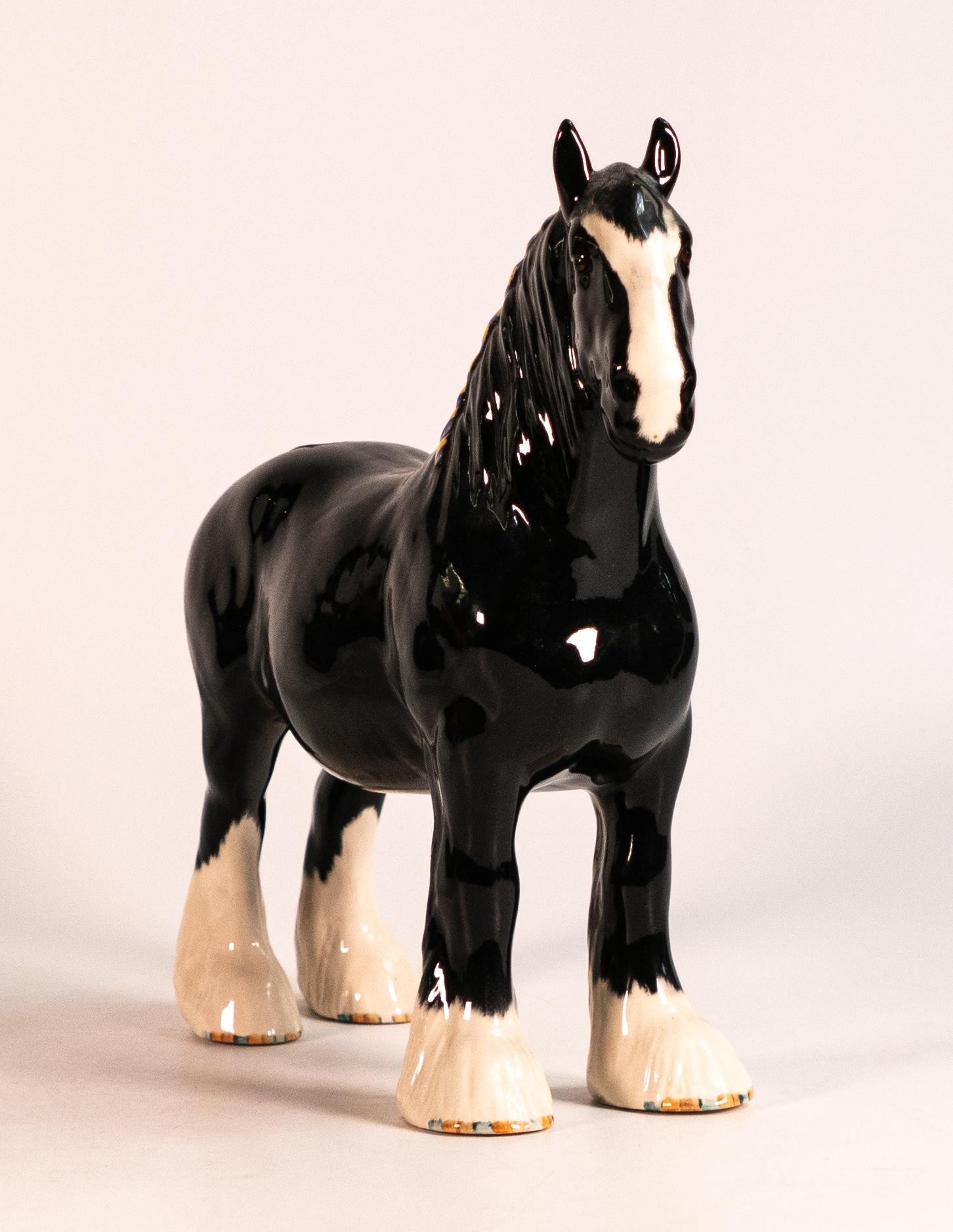 Beswick black Shire horse 818, collectors club special. Gold back stamp but no BCC marking. - Image 4 of 4