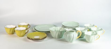 Shelley part tea set in the Dainty shape 13567/53 to include 4 cups, 5 sauces, 6 side plates, milk